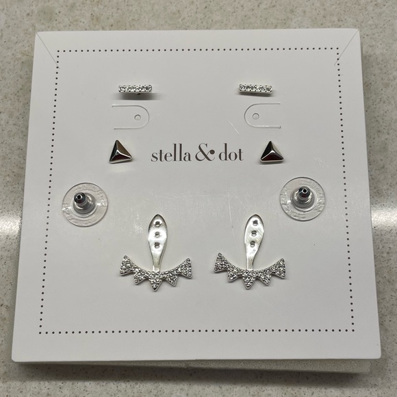 Stella & Dot Jewelry - Stella & Dot Silver Pave Triangle Ear Jackets